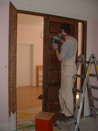 Sanding living room doors