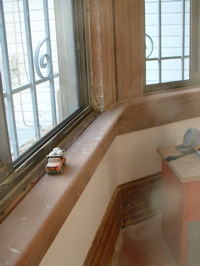 window sill after sanding and filling