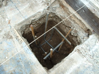 Rebar placed into hole (no dobies yet)