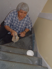 judy painting stairs