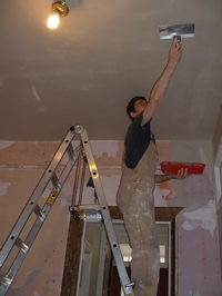 skim coating the ceiling